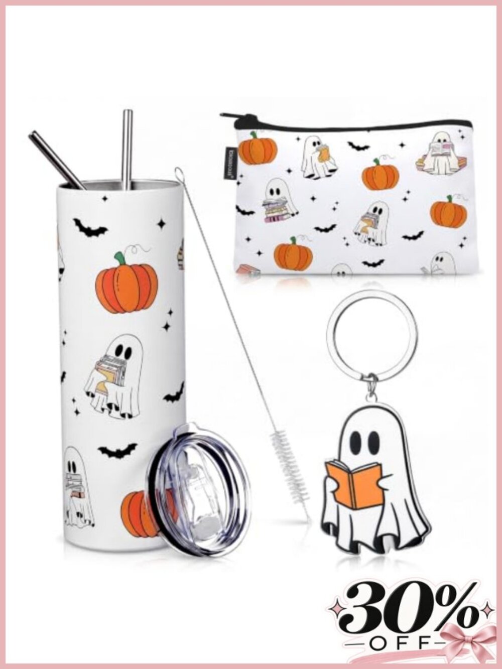 Ghost Reader Gift Set with Polyester Cosmetic Bag, Tumbler, Keychain